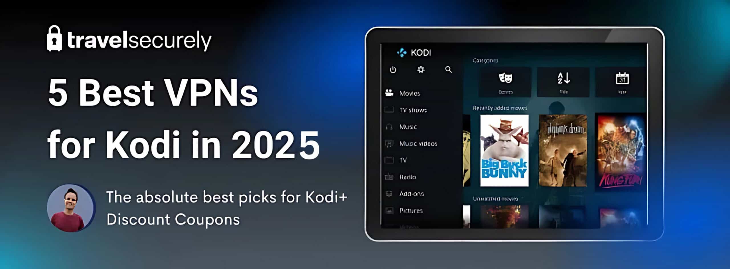 a banner image displaying the best vpns for Kodi