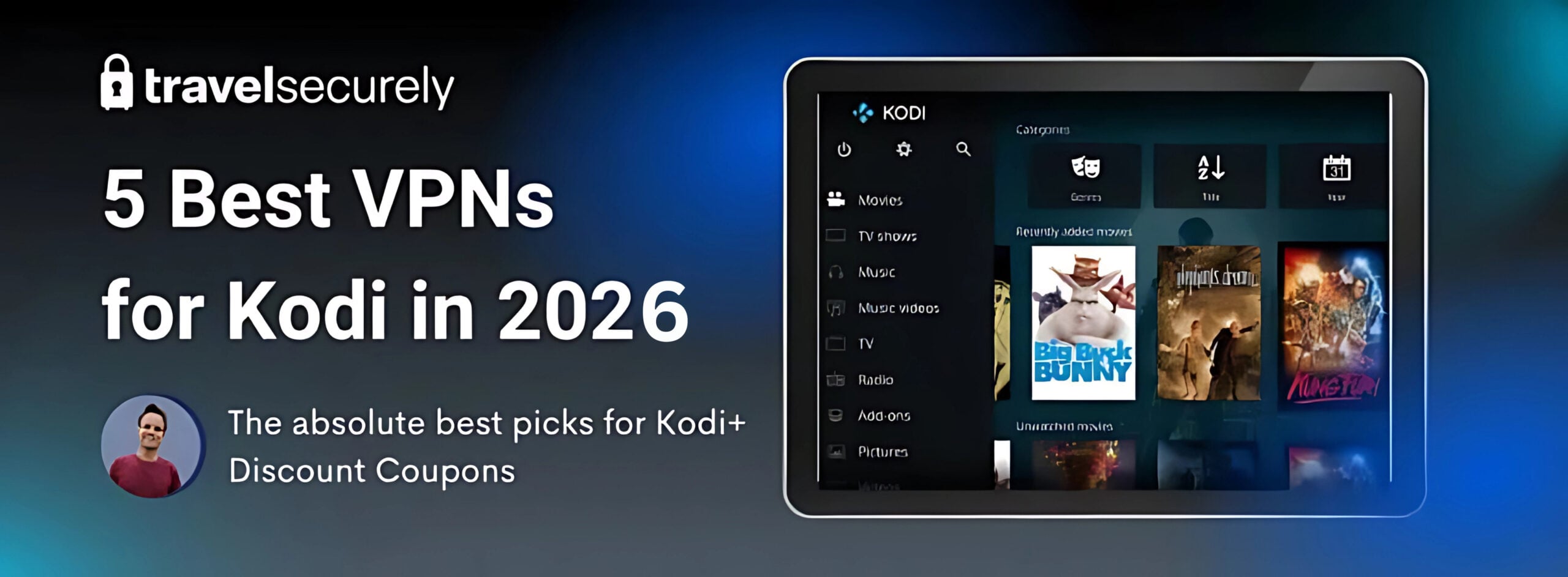a banner image displaying the best vpns for Kodi